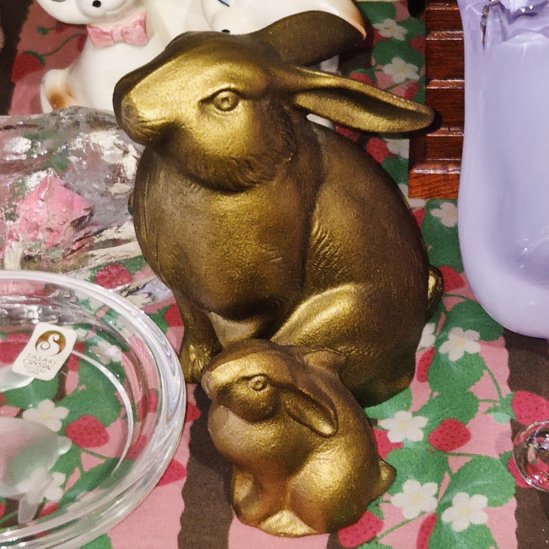 80s 엔틱 주물 토끼 가족 오브제 세트 상품이미지5