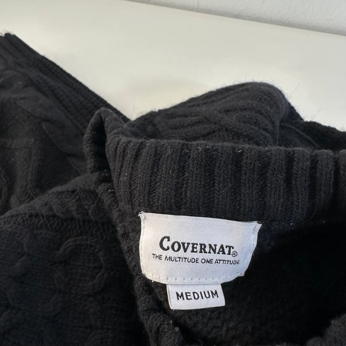 M 커버낫 블랙 오버핏 꽈배기니트 상품이미지3