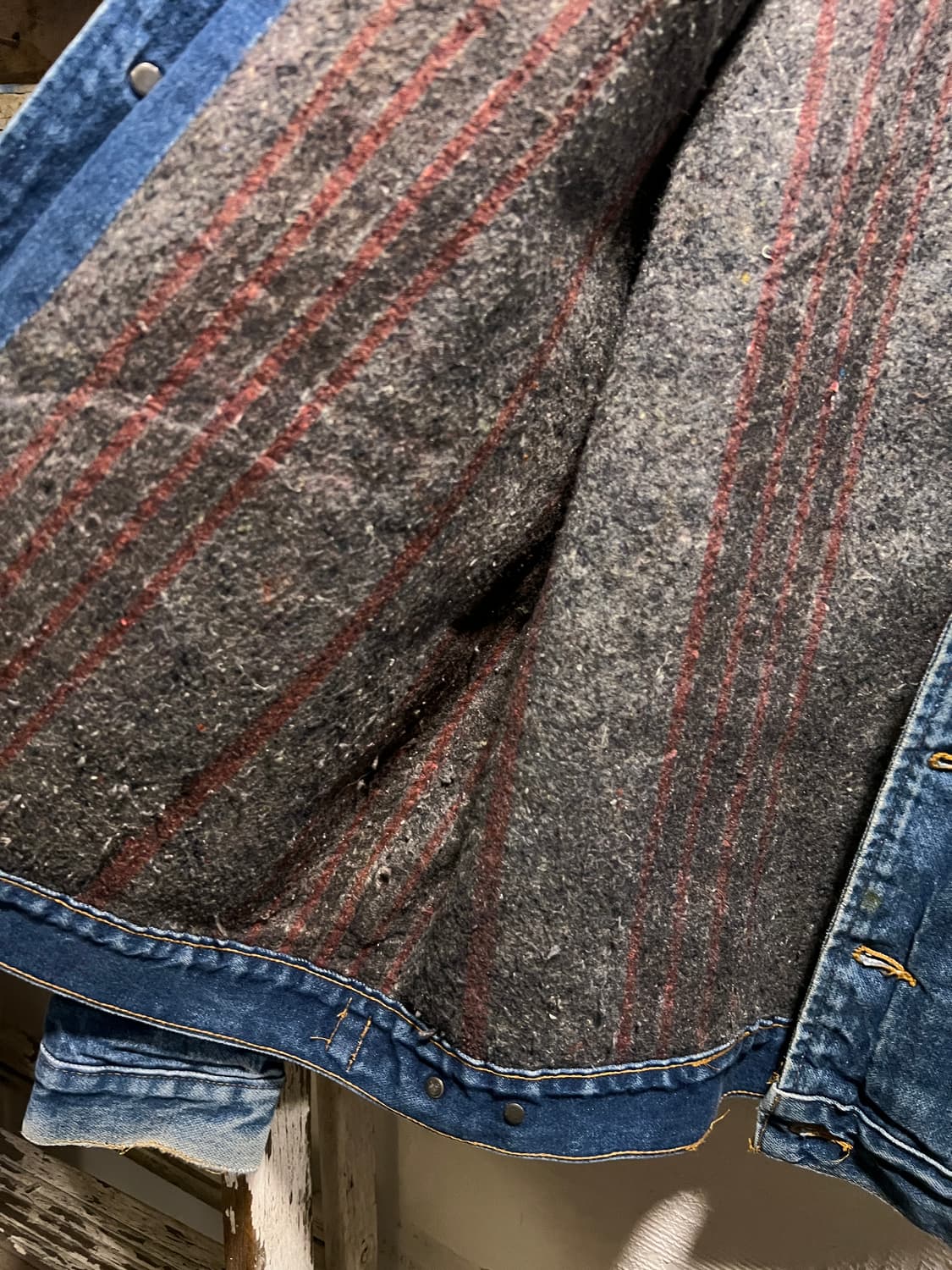 [XL]90's 랭글러 USA Made 블랭킷 라이닝 데님 트러커 자켓 상품이미지7