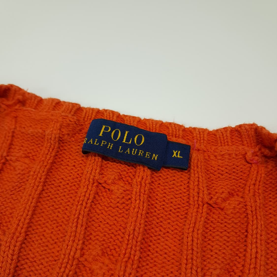 CL347 XL 폴로 00s 코튼 케이블 브이넥 오렌지 니트 스웨터 상품이미지3
