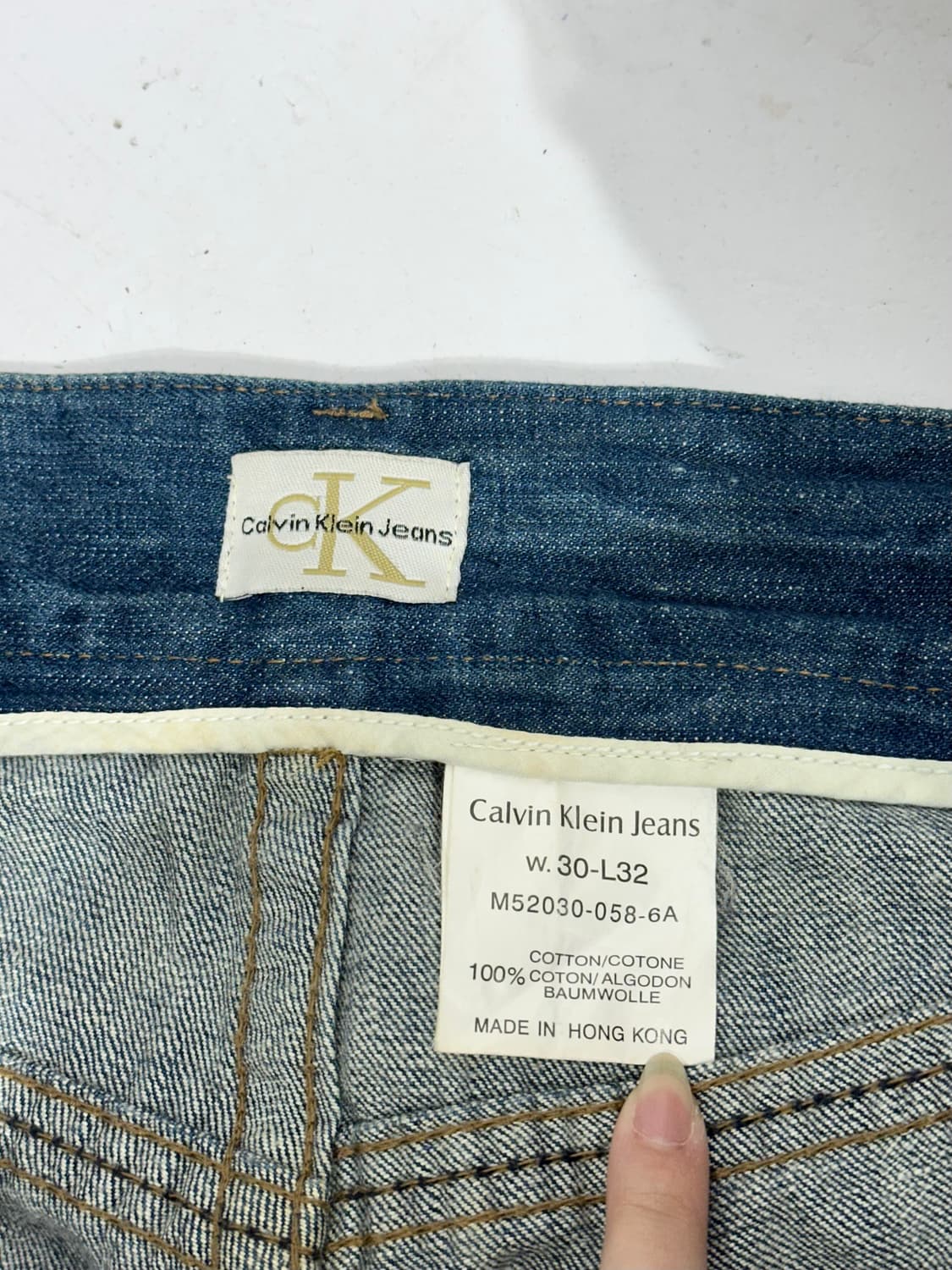 Ck 캘빈 클라인 중청 대대장 포켓 디테일 워싱 와이드 데님 팬츠  상품이미지7
