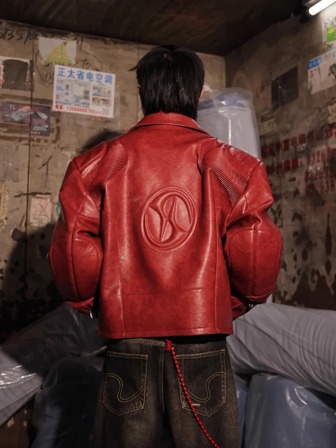 HAS2SONS red curved blade sleeve PU leat 상품이미지5