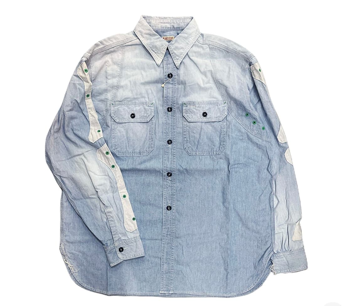 미개봉 새상품 [4] 캐피탈 샴브레이 투톤 본 패치 워크 셔츠 삭스  상품이미지1