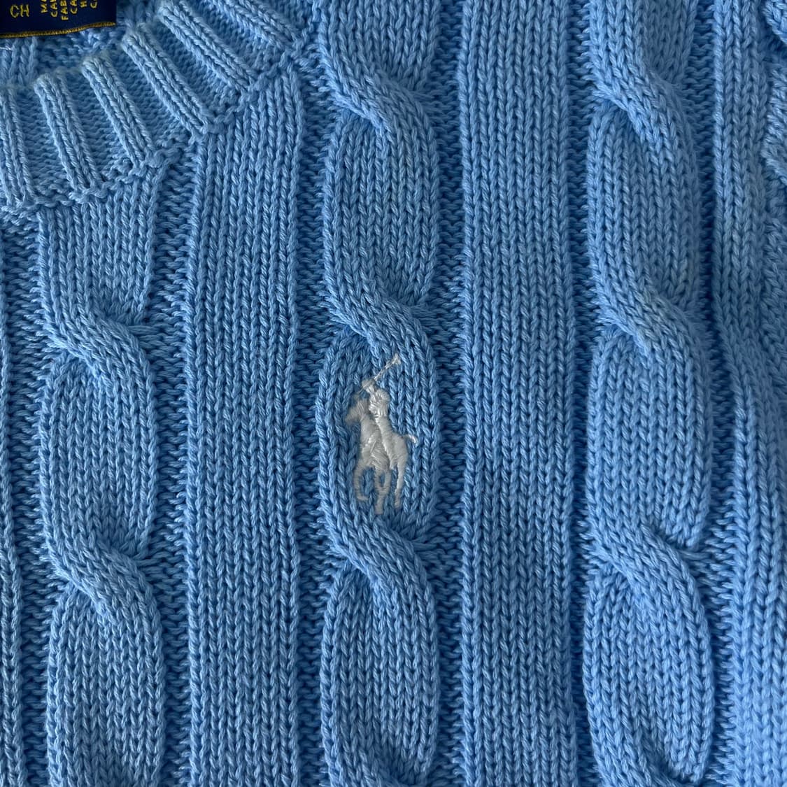 W 95 폴로랄프로렌 스카이블루 스몰포니 꽈배기 반팔 니트 상품이미지3