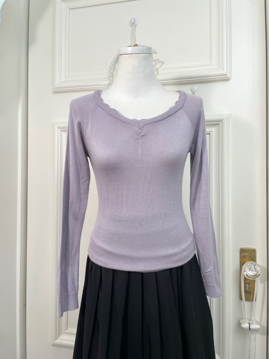 lavender lace point v-neck princess knit 상품이미지1