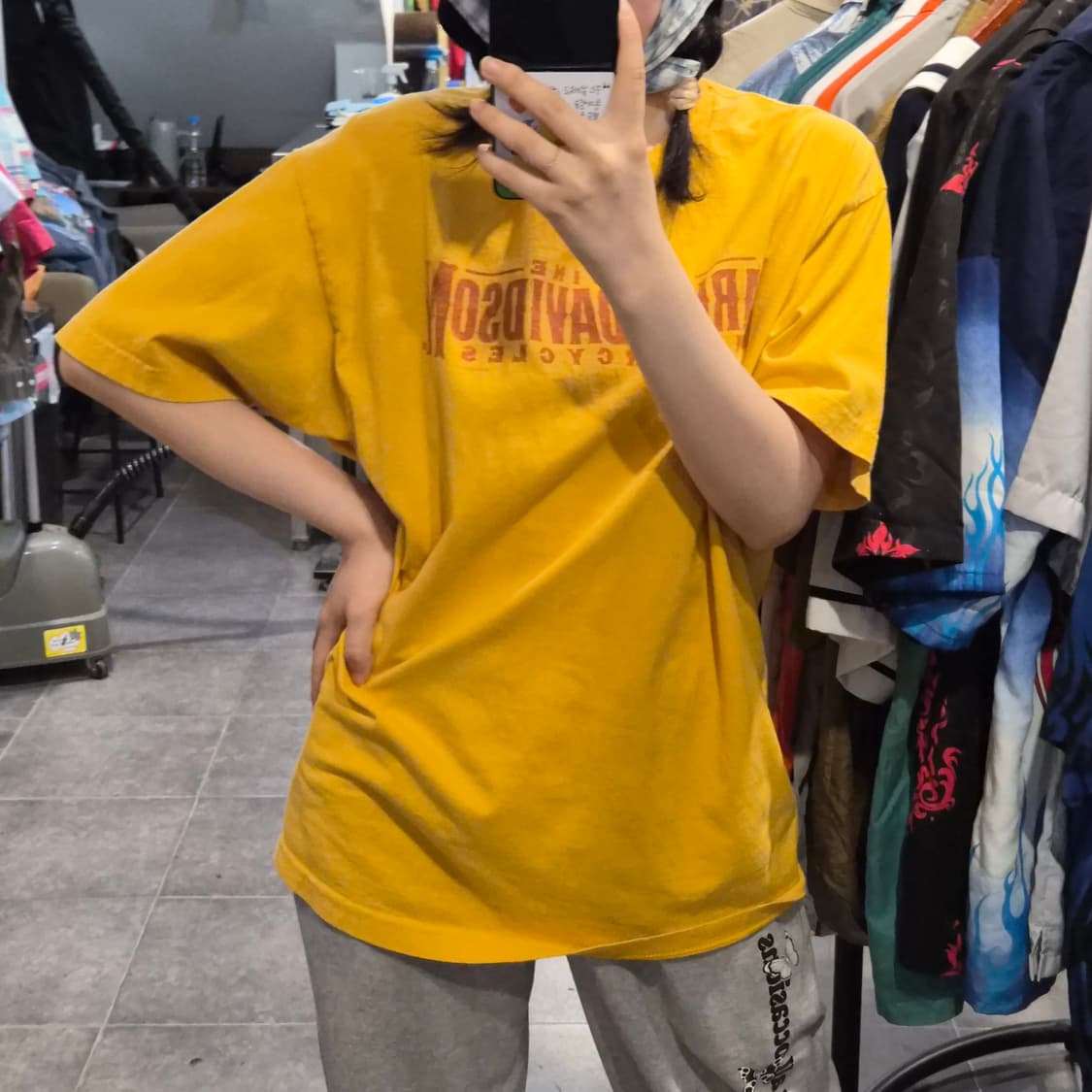 [NO.9] 할리 데이비슨 레터링 반팔 티셔츠 옐로우 상품이미지2