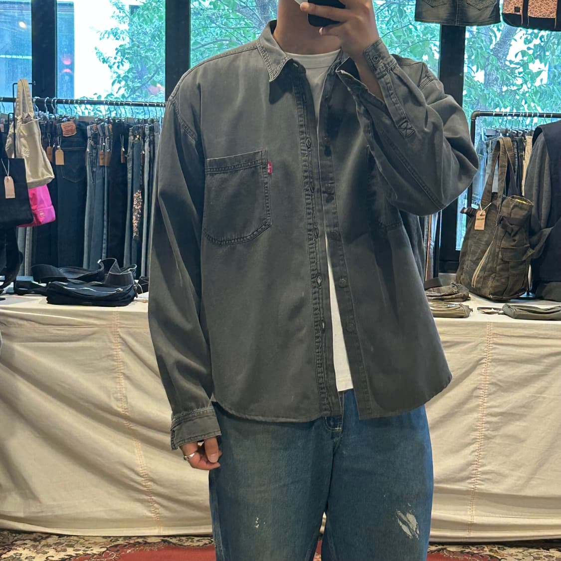 XL) 리바이스 투포켓 워크 셔츠 자켓 T버튼 타입 블랙 상품이미지1