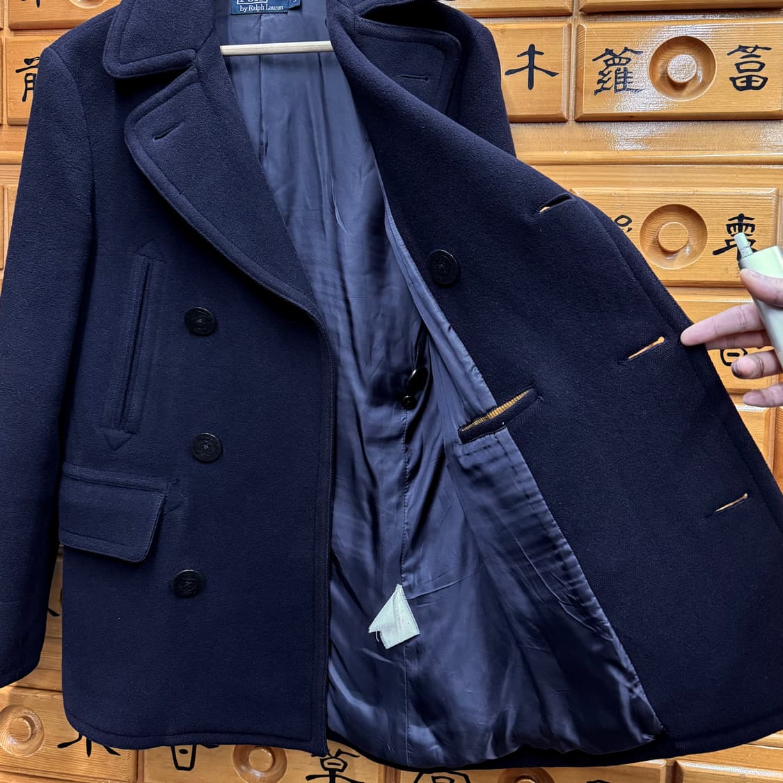 랄프로렌 폴로 네이비 멜튼울 피코트 (S)   상품이미지4