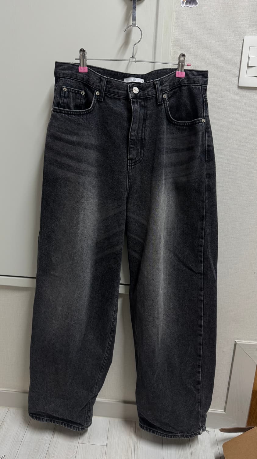 어니브 로우라이즈 와이드 데님 차콜 M 상품이미지2