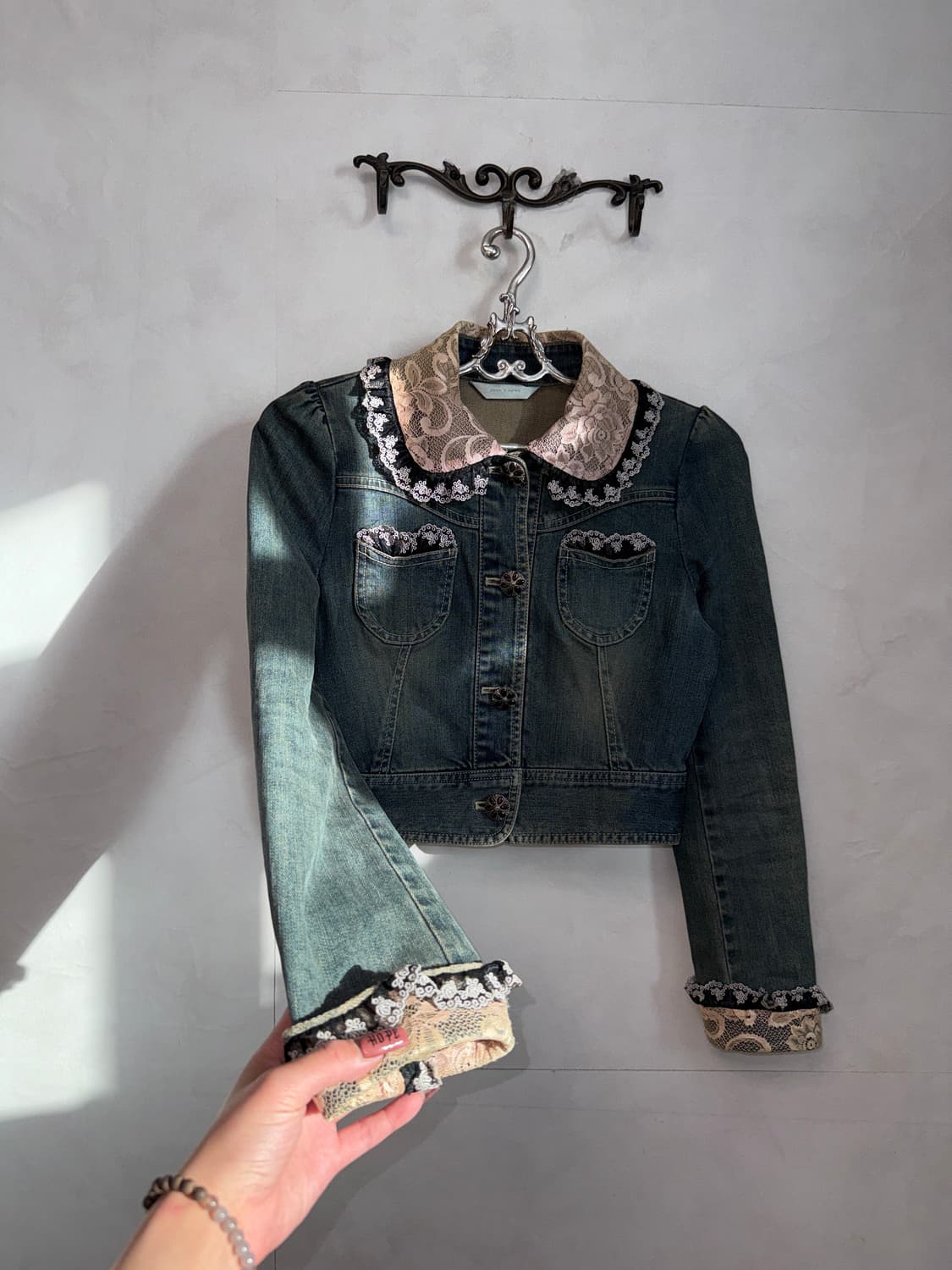 Anacapri floral lace crop denim jacket  상품이미지3
