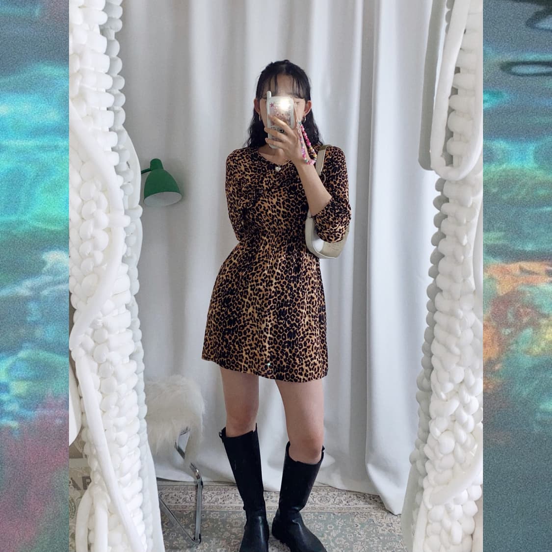 레오파드 미니 프릴 원피스 상품이미지3