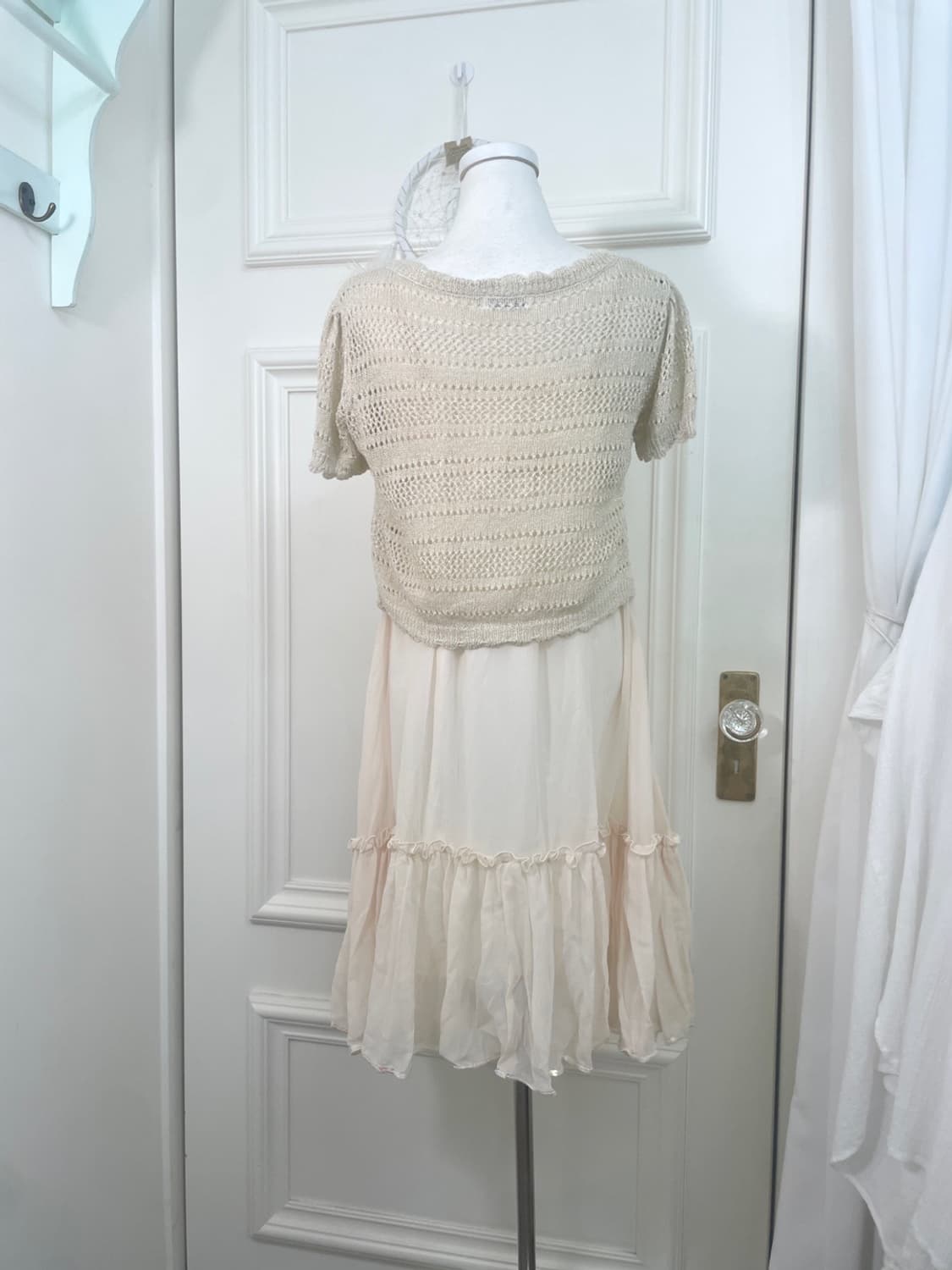 beige glitter mini crochet bolero 상품이미지4