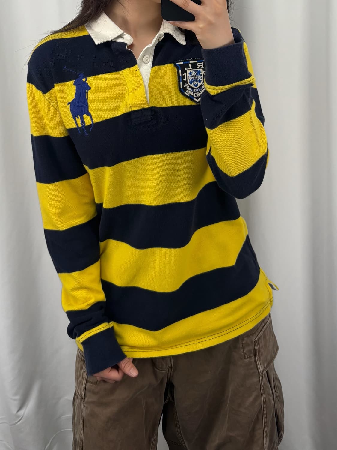 폴로 옐로우 네이비 스트라이프 꿀벌 럭비티 상품이미지3