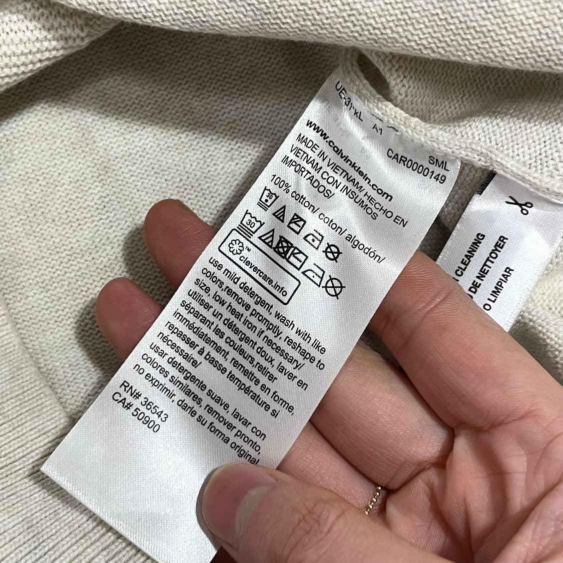 캘빈클라인 시그니처로고 베이지 면 니트 여성S 상품이미지8