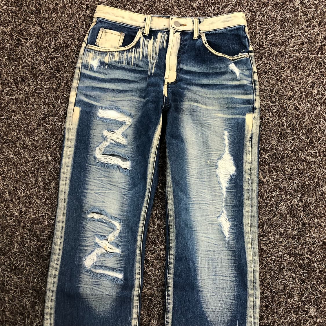 Iloi 빈티지 워싱 디스 데님 팬츠 상품이미지2