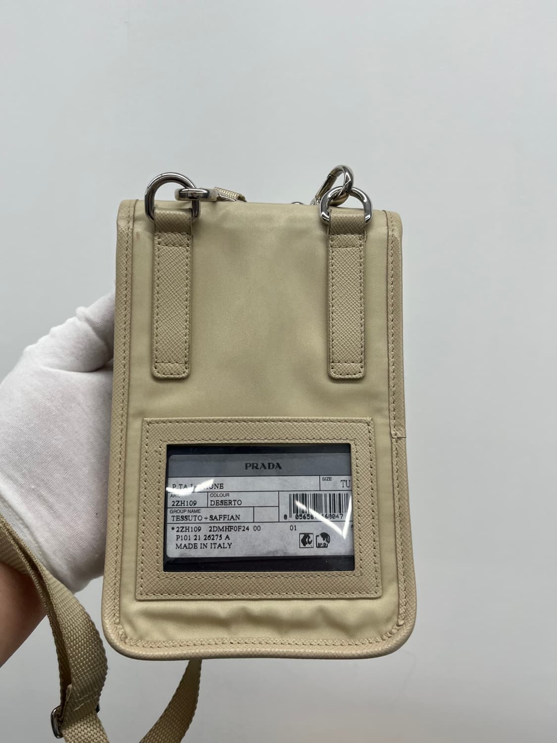 프라다 사피아노 리나일론 스트랩 폰 케이스 버클 미니 베이지 상품이미지5
