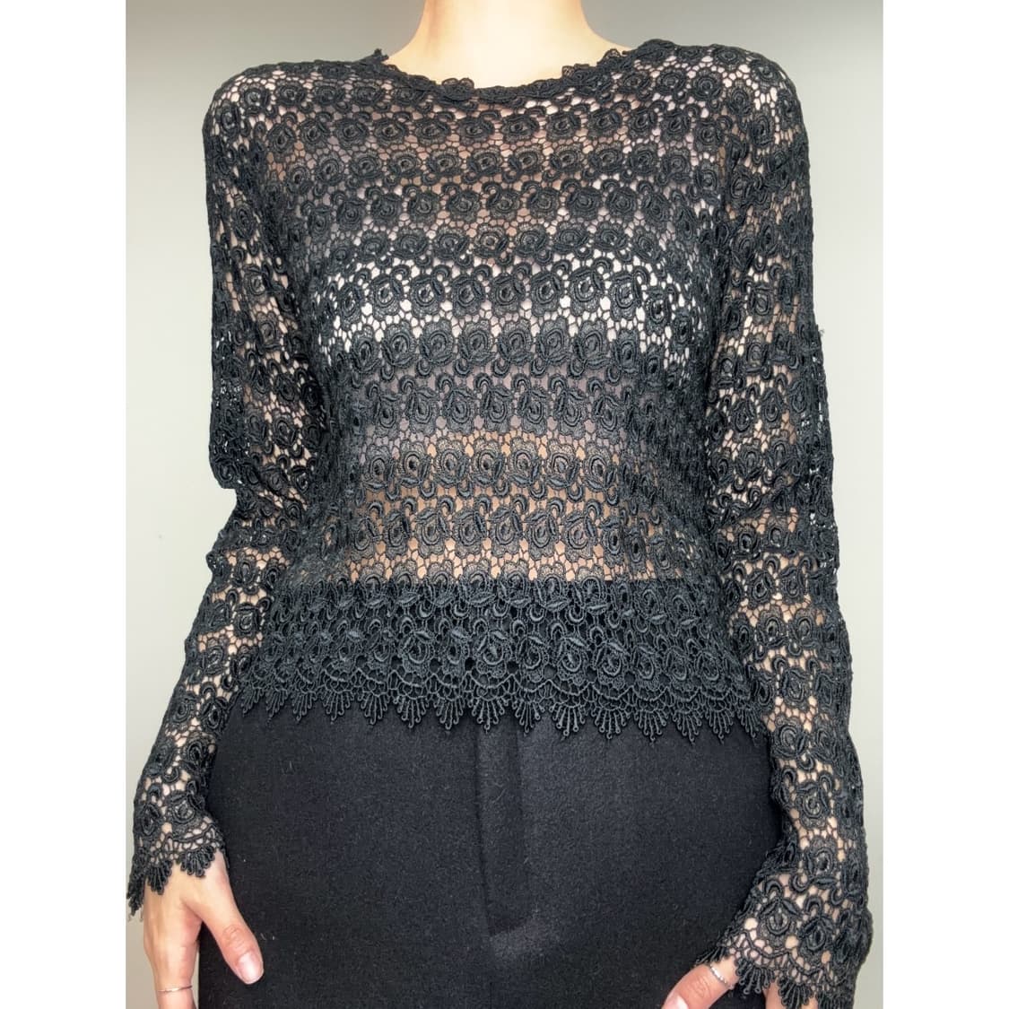 빈티지 블랙 크로셰 롱슬리브 이너 상품이미지1