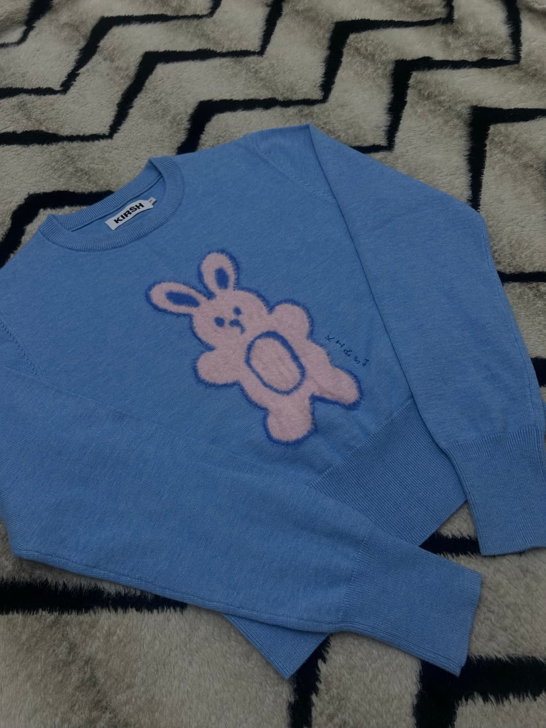 [1]키르시 위티버니 크롭 퍼로고 니트/스카이블루 상품이미지1