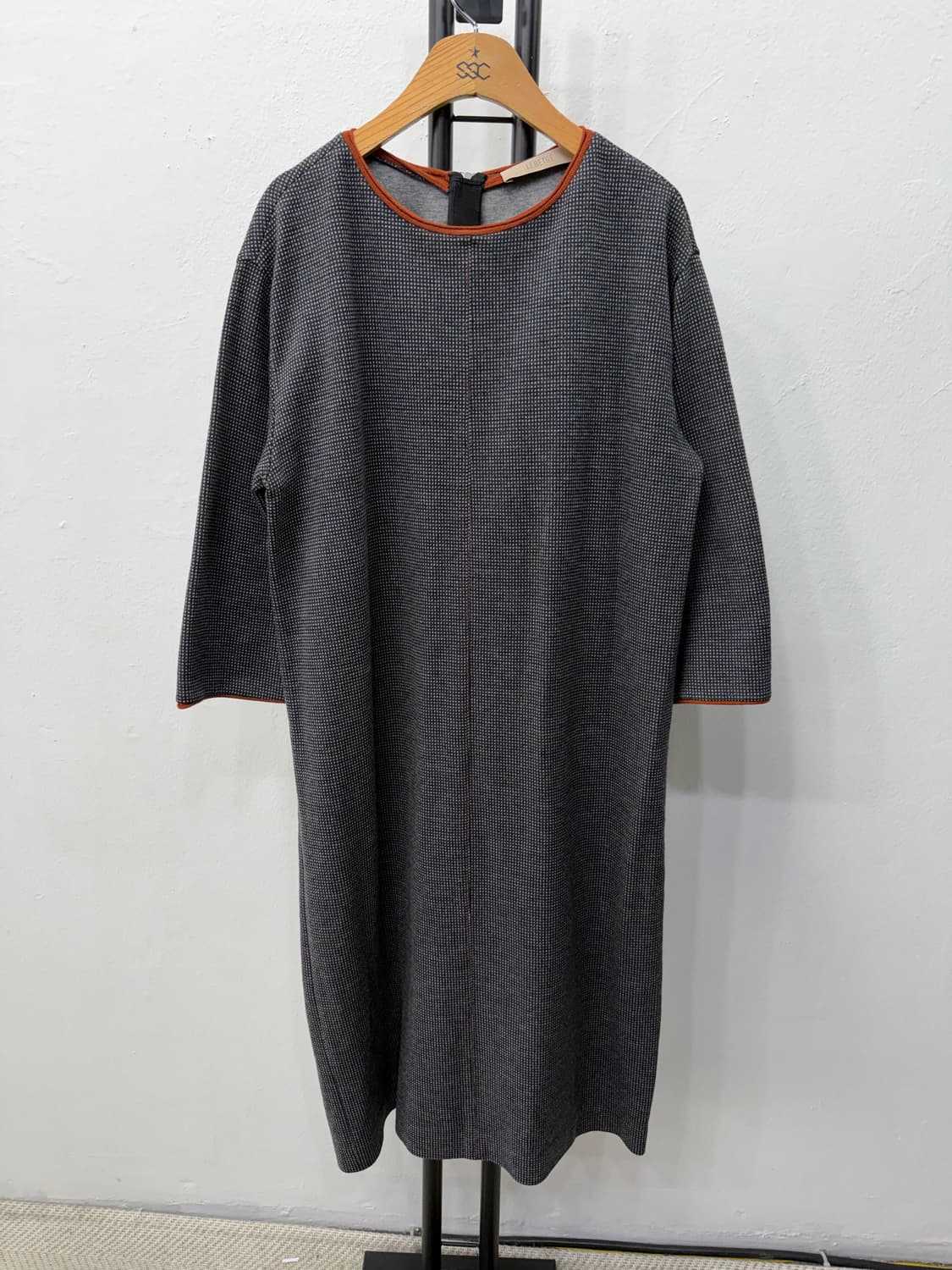 정품) 르베이지 체크 패턴 롱 니트 원피스 91 상품이미지1