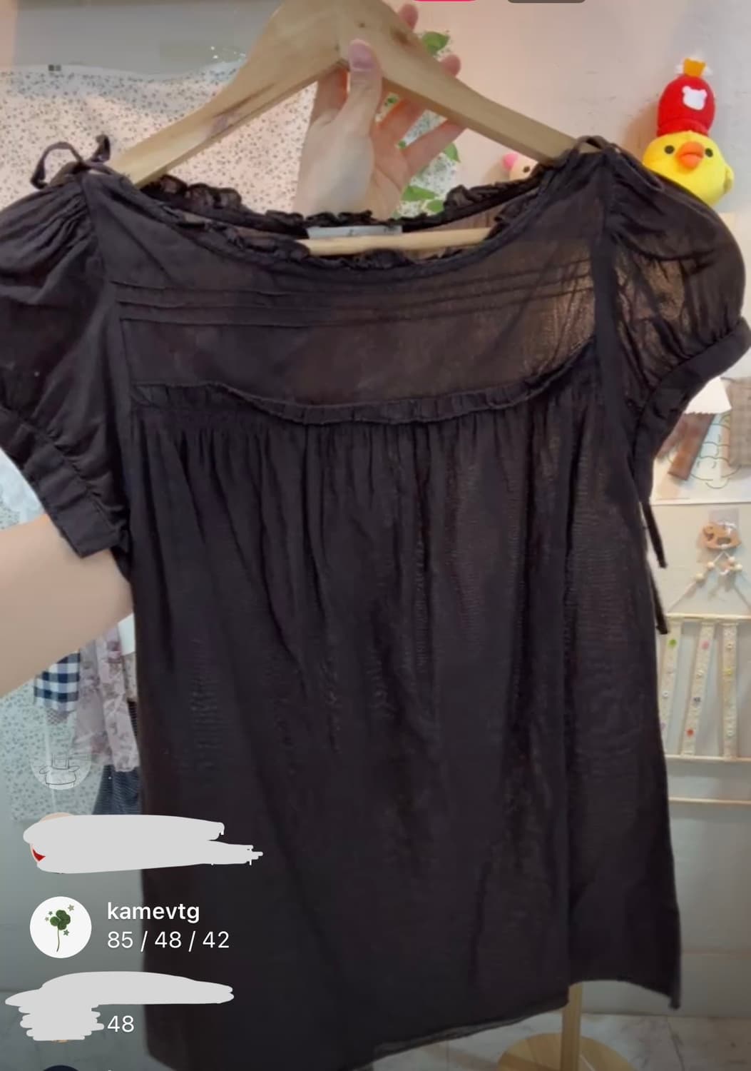 (무배) 카메 빈티지 브라운 리본 블라우스 카라하나 모리노가토 카모메산장 상품이미지2