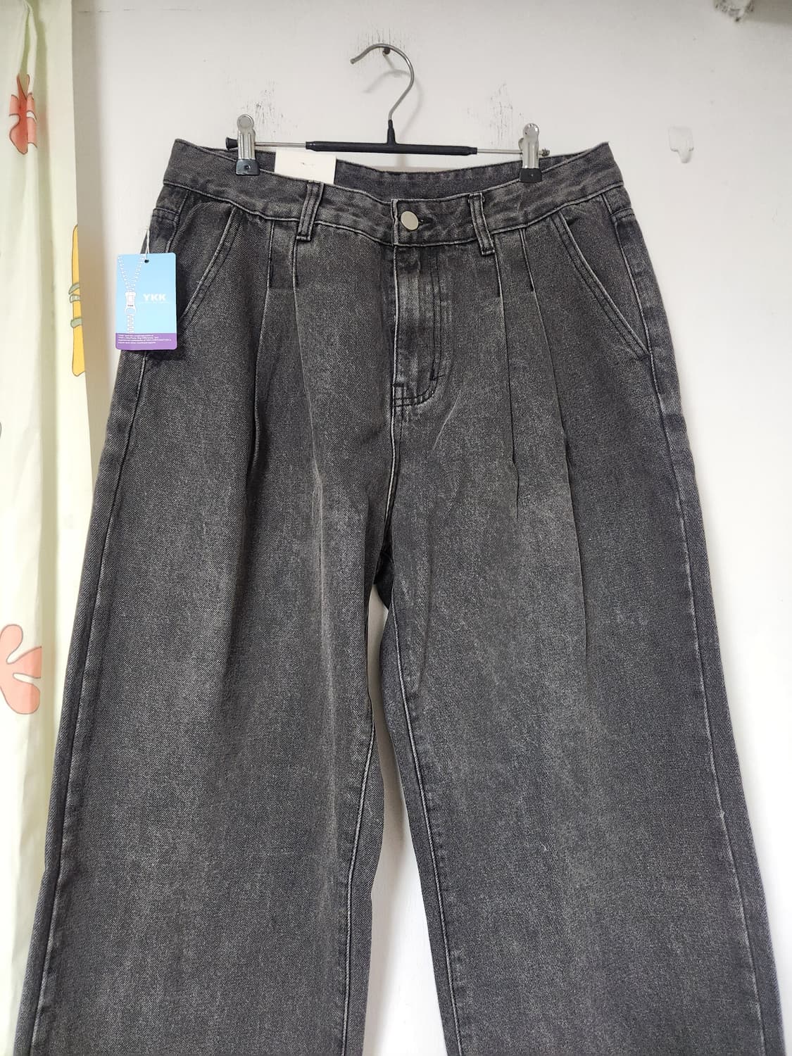 새옷)YKK 블랙 데님 와이드 팬츠 XL(32) 상품이미지3