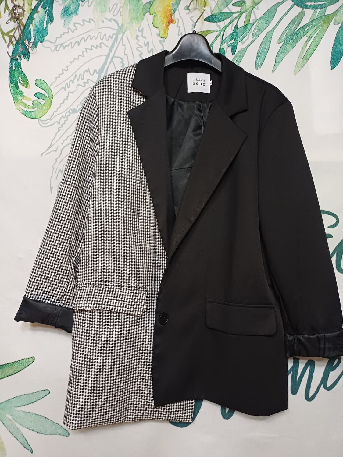 새상품급/유니크 체크 반반 자켓 블레이저 상품이미지1