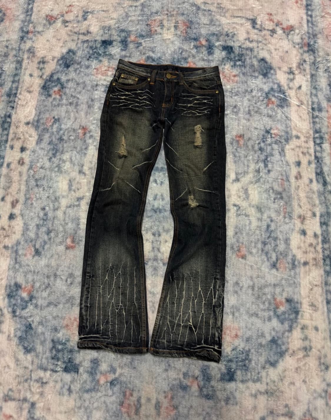 Black baccara wave washed boot cut denim 상품이미지1