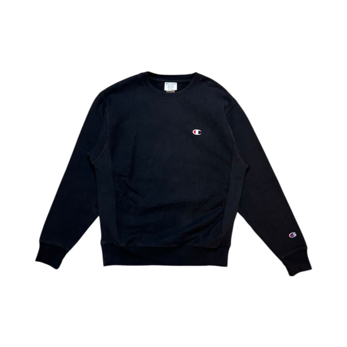 (M) 챔피온 리버스위브 로고자수 블랙 맨투맨 스웻셔츠 TM-001 상품이미지1