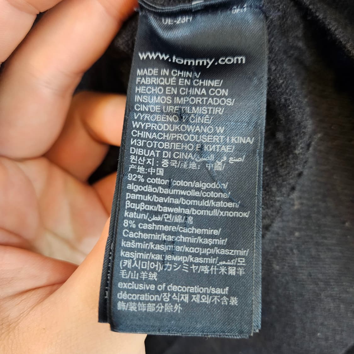 90(S)/실측100(L)타미힐피거 캐시미어 V넥 니트 네이비 상품이미지8