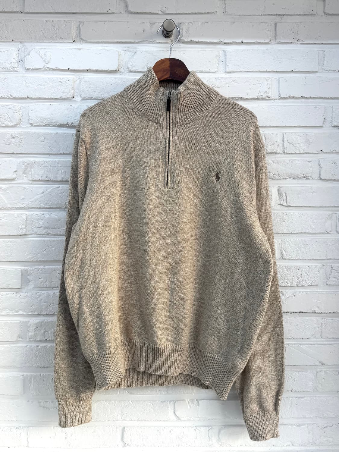 폴로 베이지 반집업 니트 상품이미지3