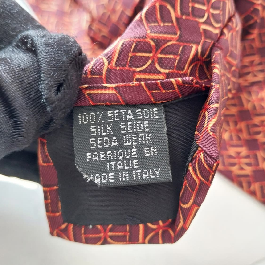 트루사르디 실크 와인 오렌지 로고 패턴 넥타이 9cm A+등급 K1308 상품이미지10