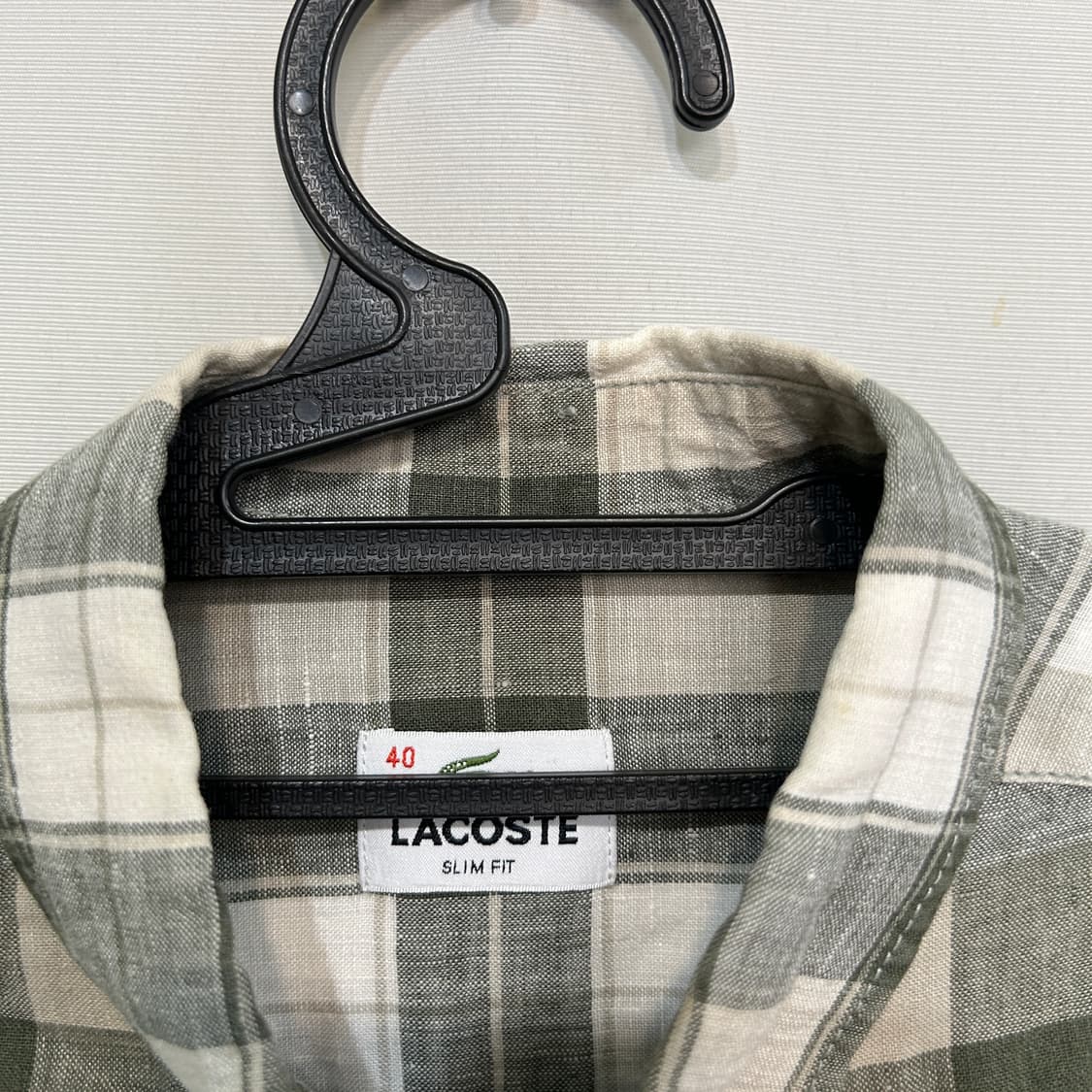 라코스테 남성 체크 린넨 셔츠 100 상품이미지2