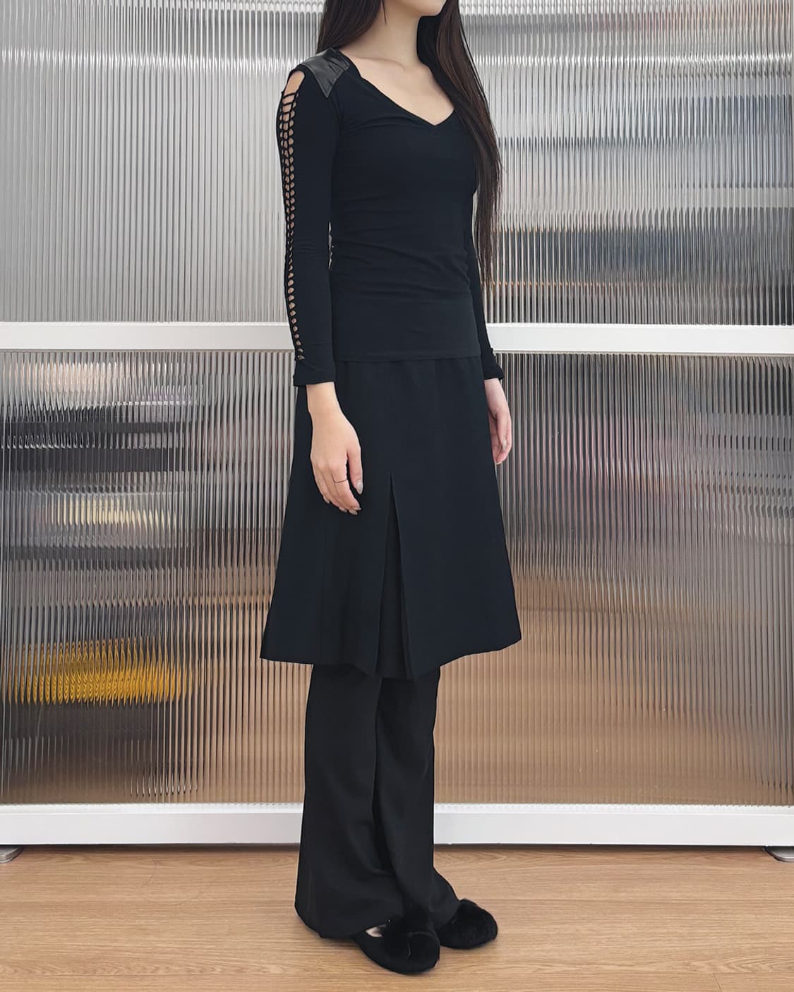 rk7brand 레이스업 디테일 슬림 티셔츠 상품이미지4