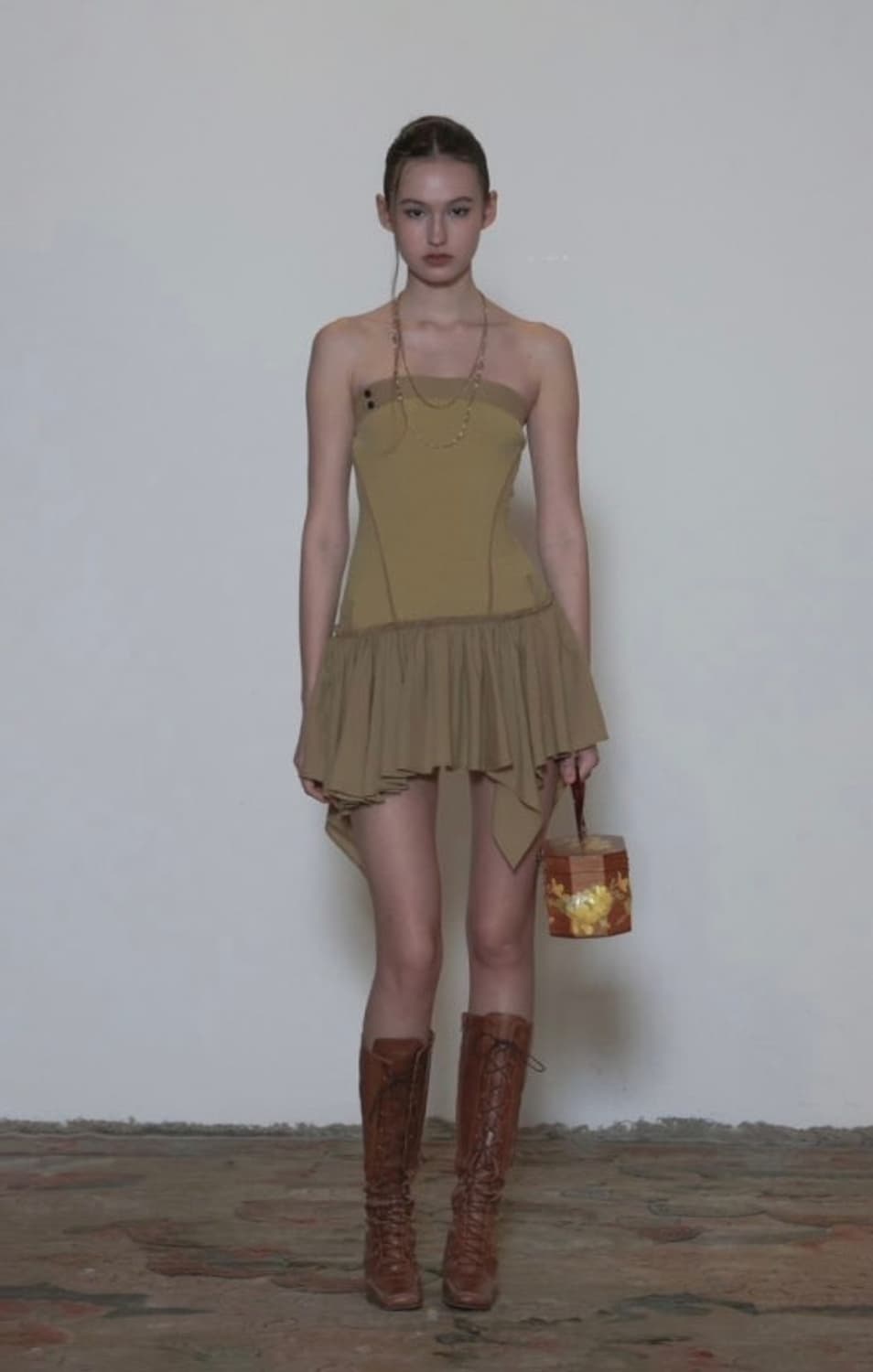 스컬프터 Tube Top Low Waist Dress Camel 상품이미지1