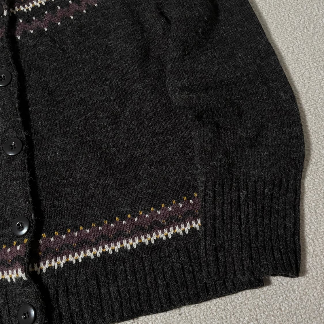 일본빈티지 차콜 패턴 포인트 니트 가디건 상품이미지4