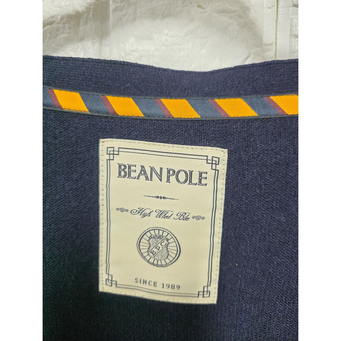 빈폴 네이비 옐로우 배색 가디건 100 상품이미지2