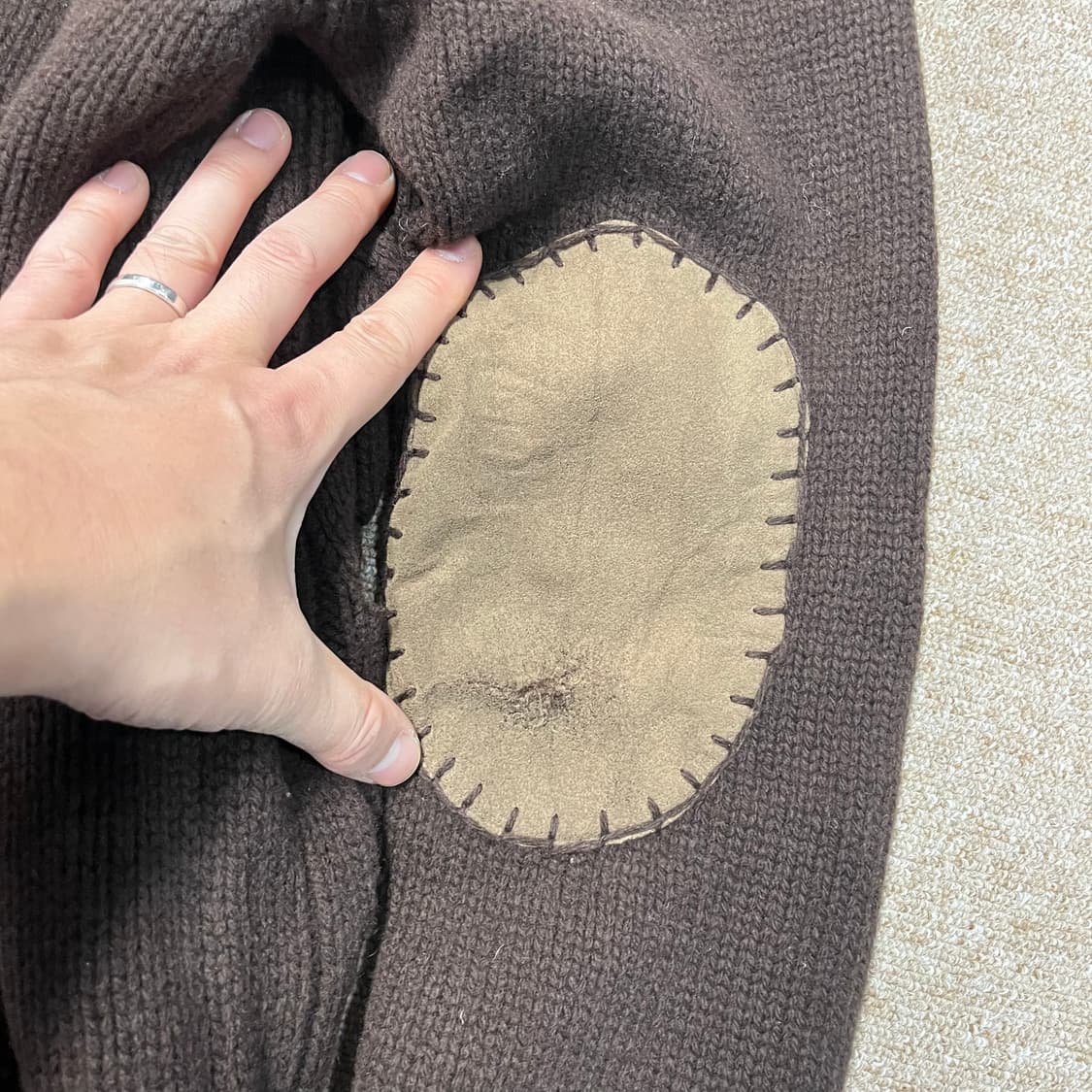 빈폴 엘보우 패치 더플 스웨터 자켓 상품이미지5