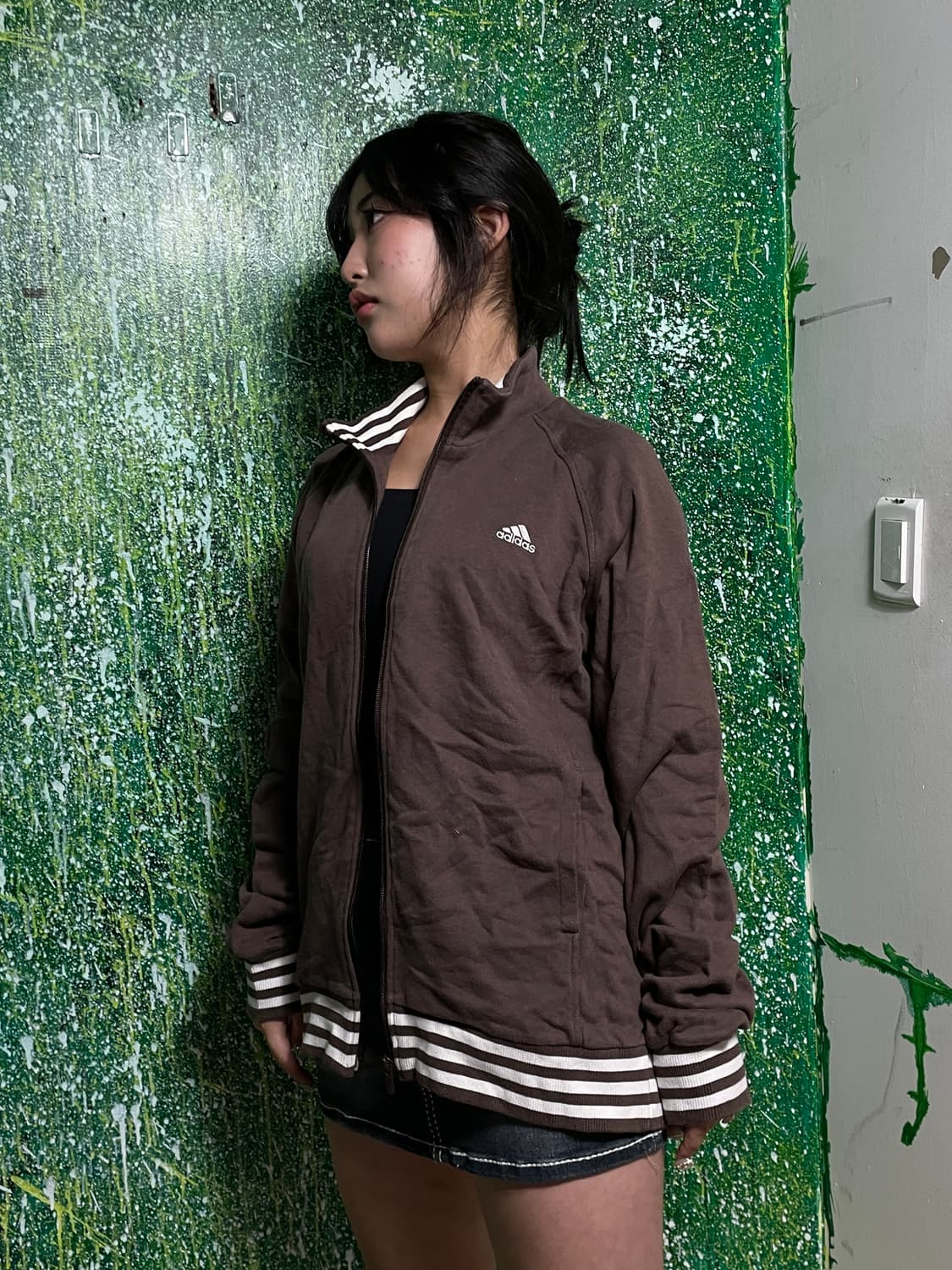 아디다스 대대장 초코 브라운 코튼 오버핏 져지 트랙탑 M 상품이미지2