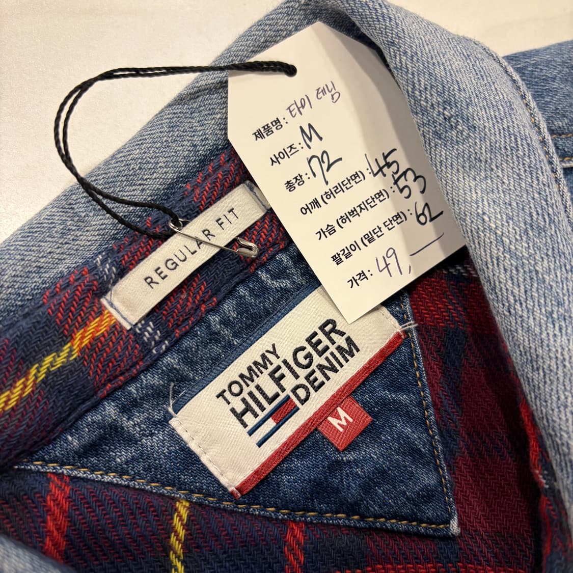 [M] 타미힐피거 데님 데미지 워싱 셔츠 D745 상품이미지5