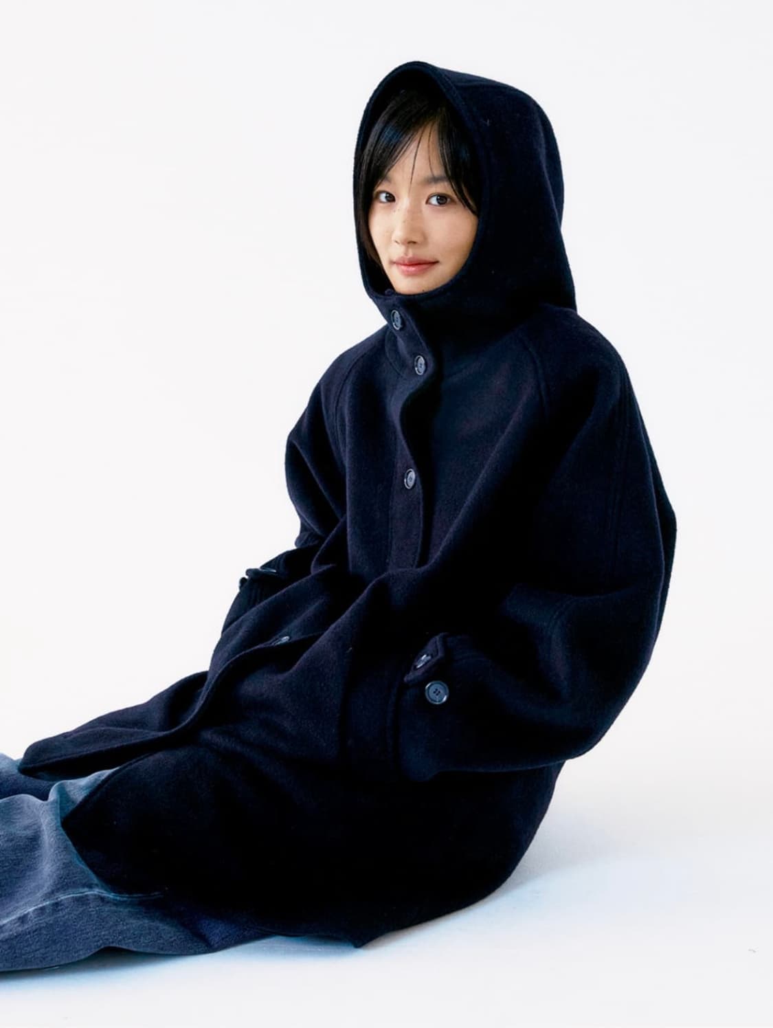 [무료배송] Oafish 오피쉬 리치 울 하프코트 네이비 상품이미지1