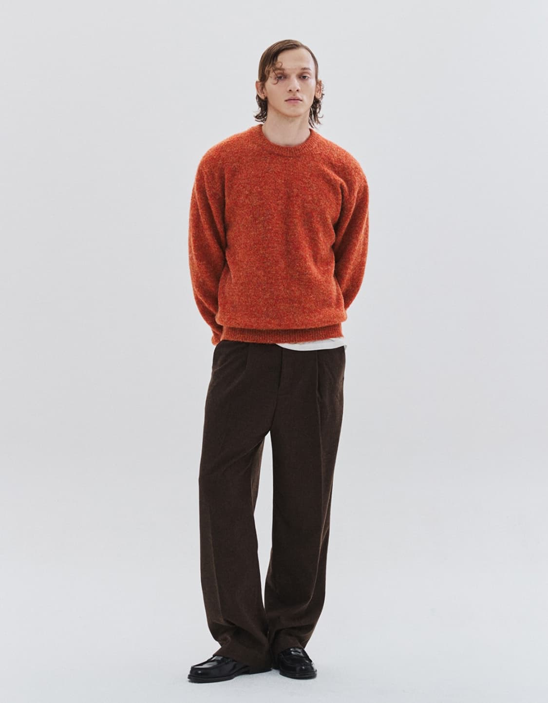 르마드 울 오버핏 라운드 니트 오렌지 상품이미지4