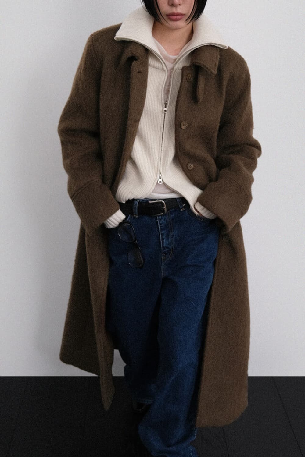 미착용 어텀 브러쉬 울 코트 브라운 판매 상품이미지1