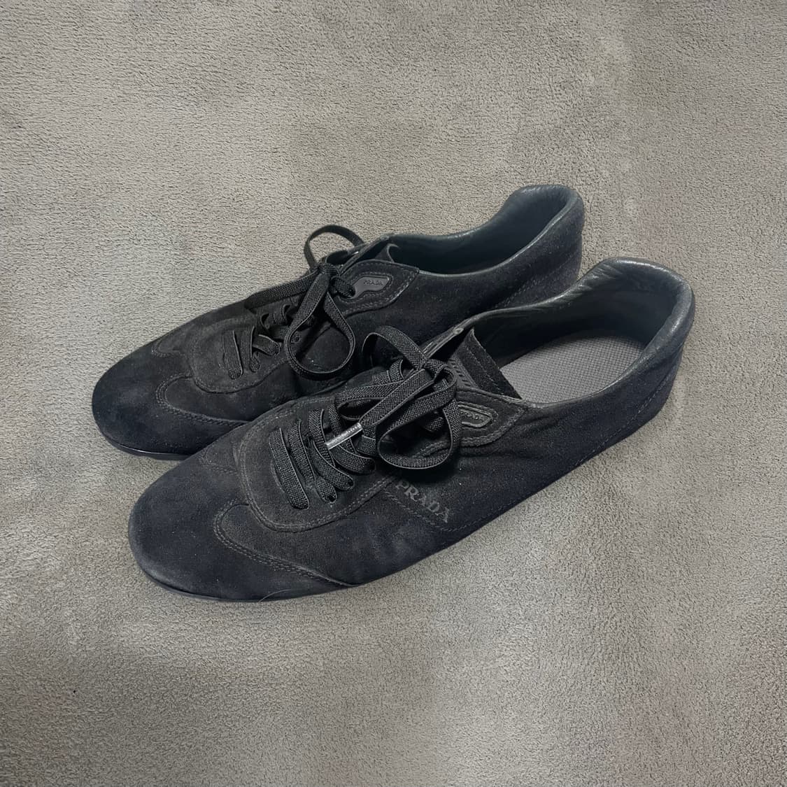 270) 프라다 스포츠 빈티지 스웨이드 스니커즈 신발 블랙 상품이미지3