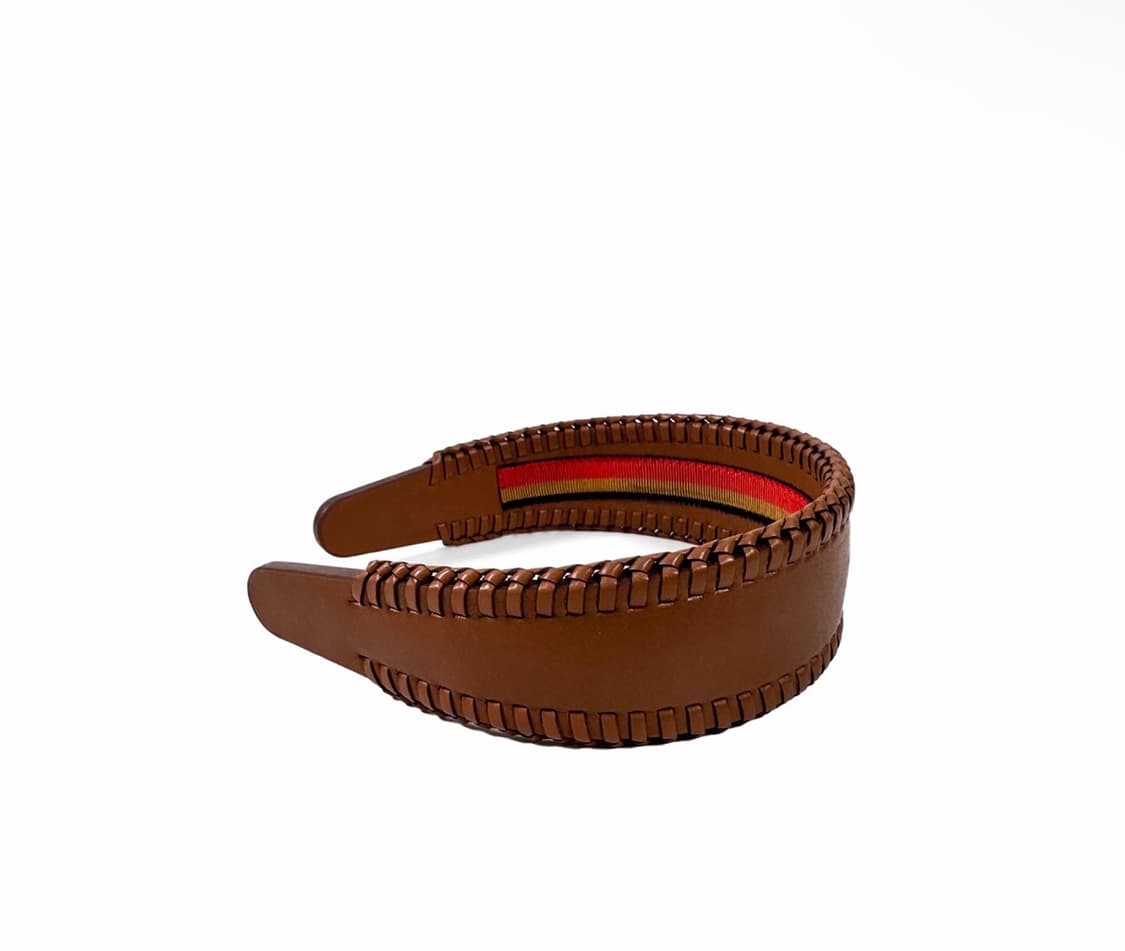 에르메스 25fw 그레이스 레더 헤어밴드 머리띠 브라운 H211012G 상품이미지5