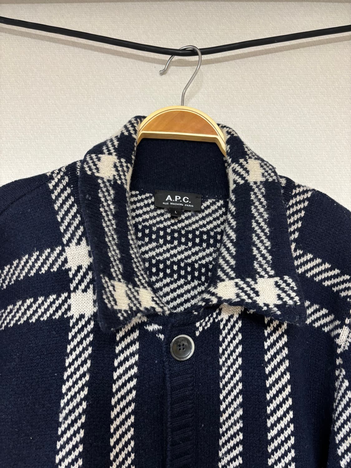 A.P.C. 아페쎄 체크 카라 니트 가디건 3사이즈 상품이미지2