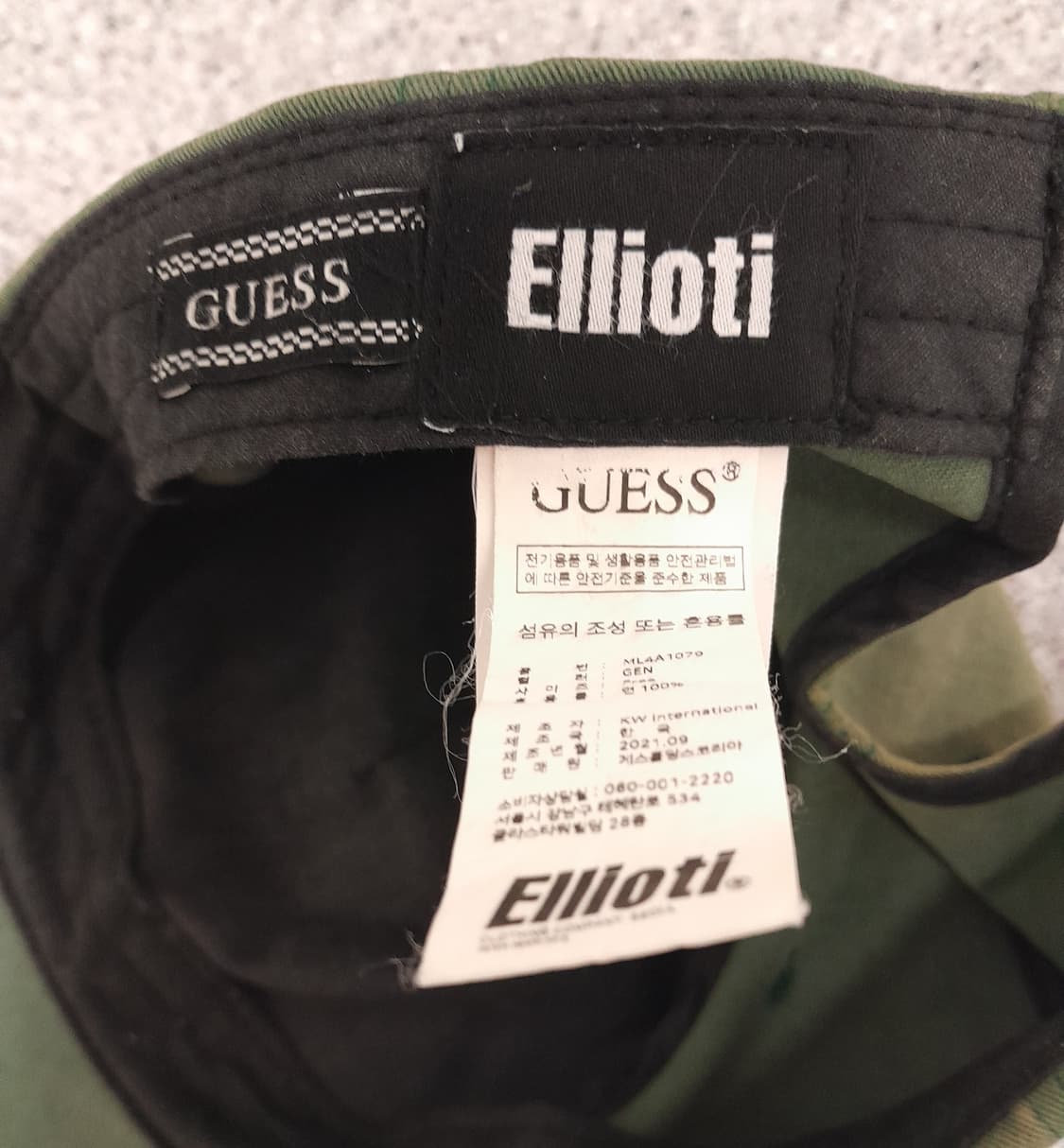 💥엘리오티 x 게스 빈티지워싱 볼캡 (카키)
 상품이미지7