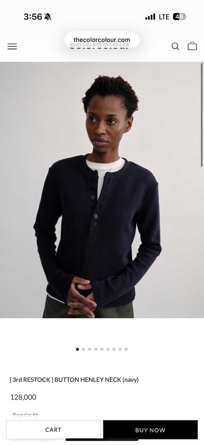 thecolorcolour BUTTON HENLEY NECK (navy) 상품이미지1