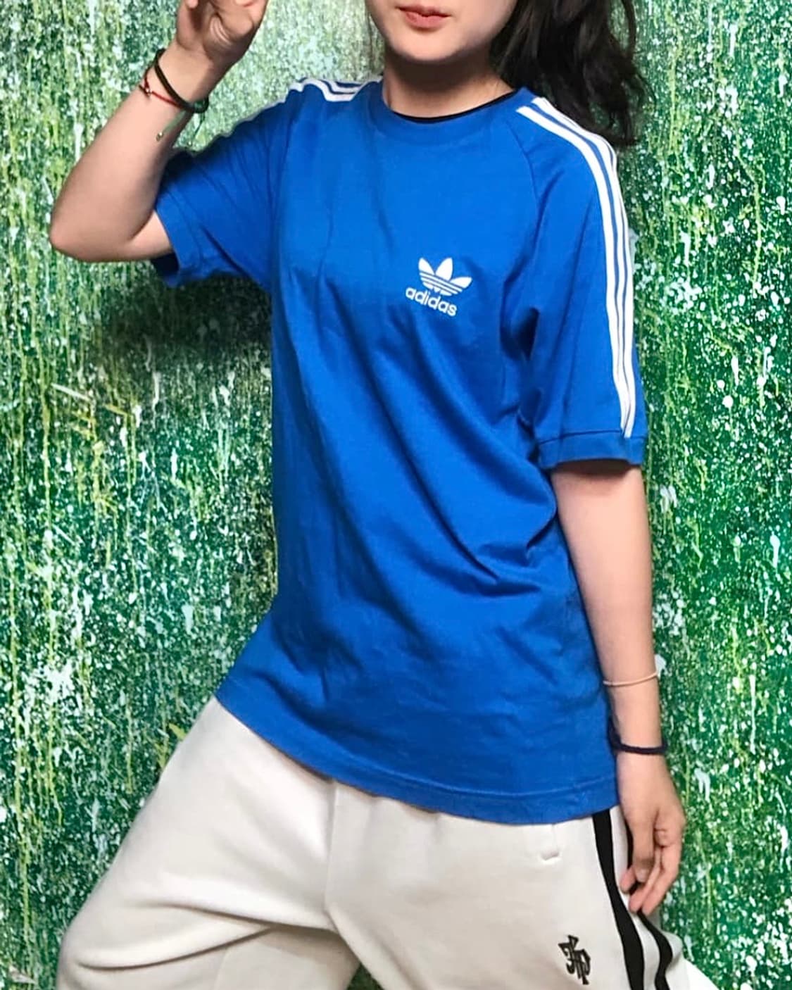 아디다스 삼선 나그랑 반팔 티셔츠 블루 파랑 S 90 스몰 스트릿 패션 상품이미지3