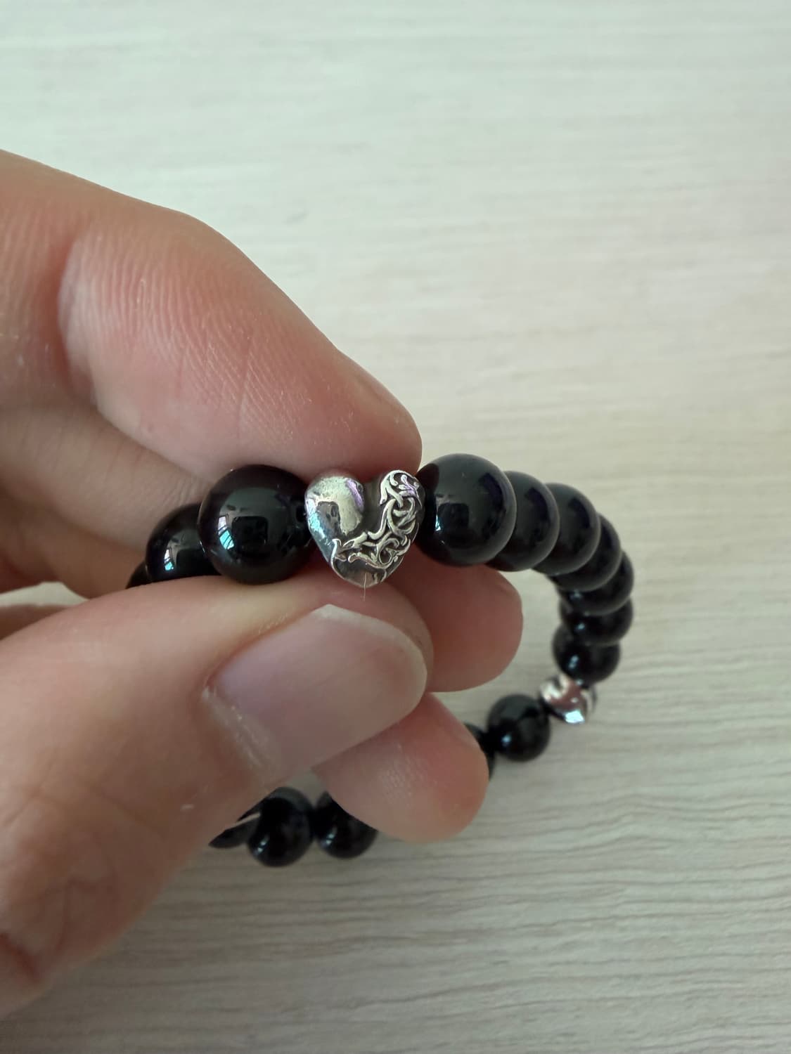 크롬하츠 하트 오닉스 비즈팔찌 6mm 상품이미지3