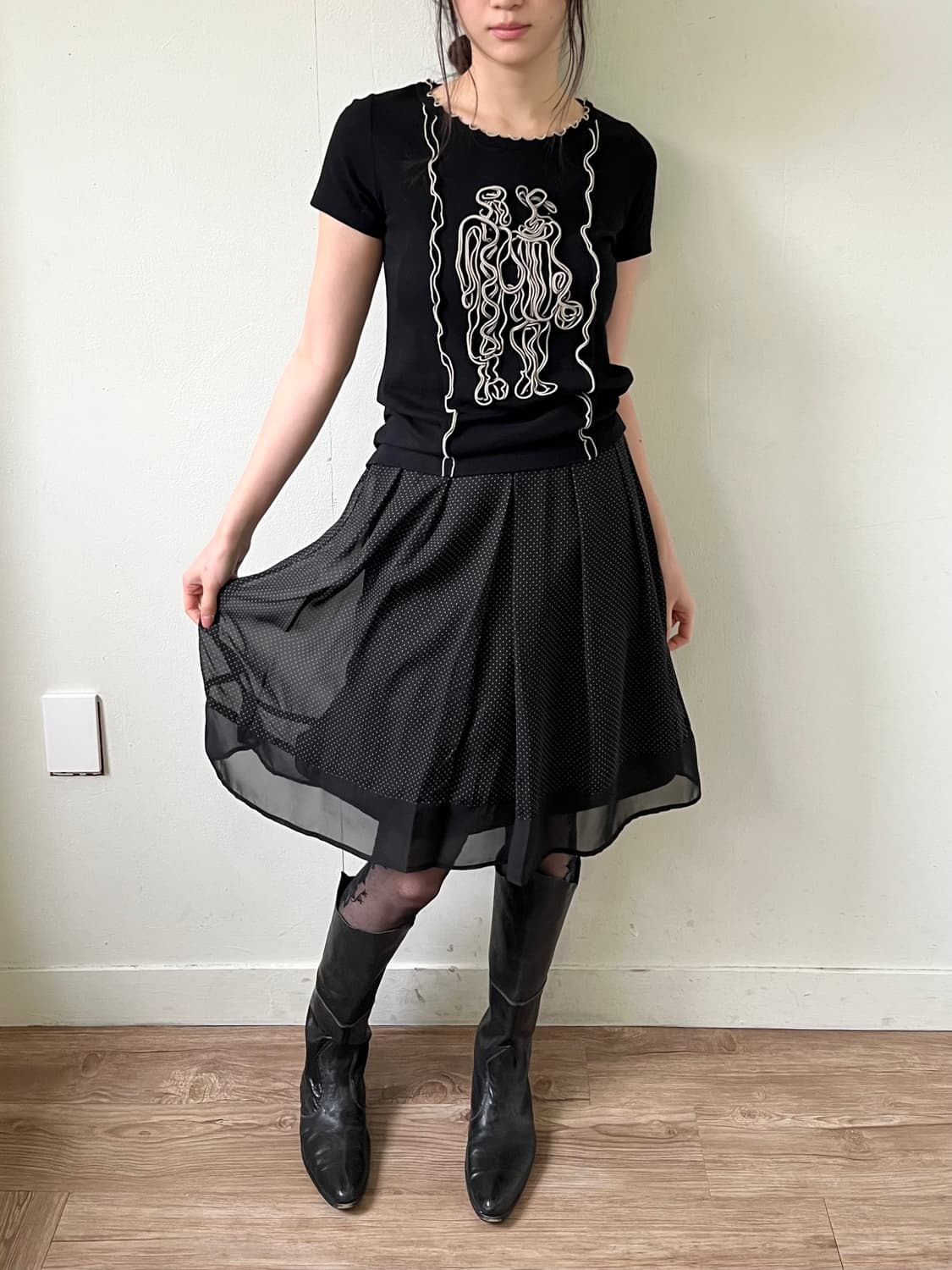 Japan vtg 도트 스커트 상품이미지6